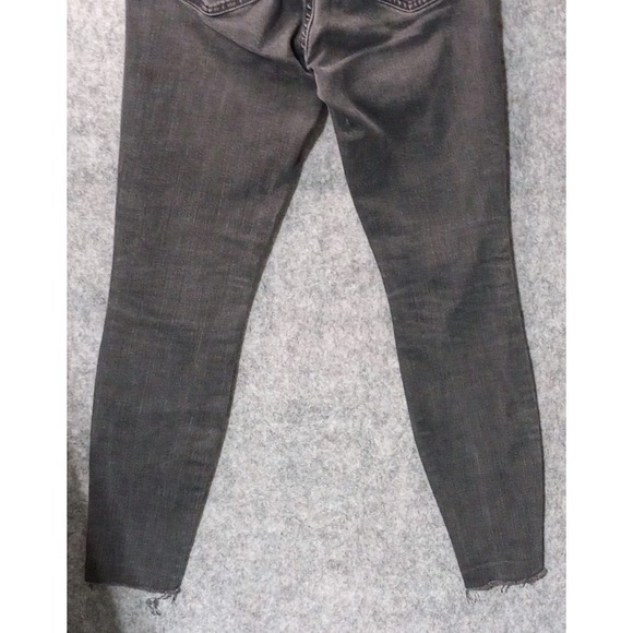 Madewell Jeans Sz 26 Black 9 Inch High Rise Skinny Distressed Raw Hem Light Wash - Picture 15 of 16